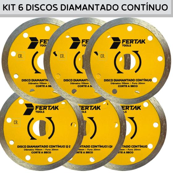 Imagem de Disco Diamantado Continuo Fertak Tools 4'' Kit Com 6un Para Cortar Piso ,Azulejo, Porcelanato, Cerâmica, Tijolo e Telhas Disco de Corte Para Makita