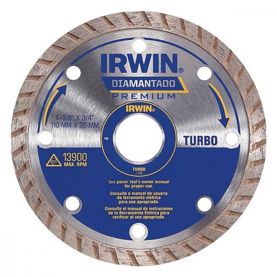 Imagem de Disco Diamantado Irwin Turbo 110Mm Seco Agua  Iw2146