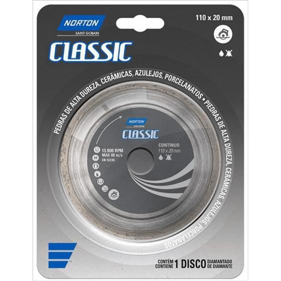 Imagem de Disco diamantado liso 110 x 20mm classic - 70184693464 - norton