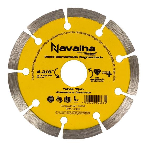 Imagem de Disco Diamantado Navalha Segmentado 4.3/8 X 110mm Titanium