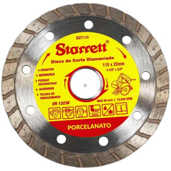Imagem de Disco Diamantado Starrett   Turbo Porcelanato - Fino 1,2mm - 110mm X 20mm - Ddp110
