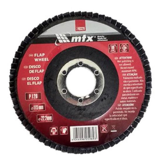 Disco flap 4.1/2" gr 80 mtx 740299 - 100 unidades Menor preço em Disco flap 4.1/2" gr 80 mtx 740299 - 100 unidades