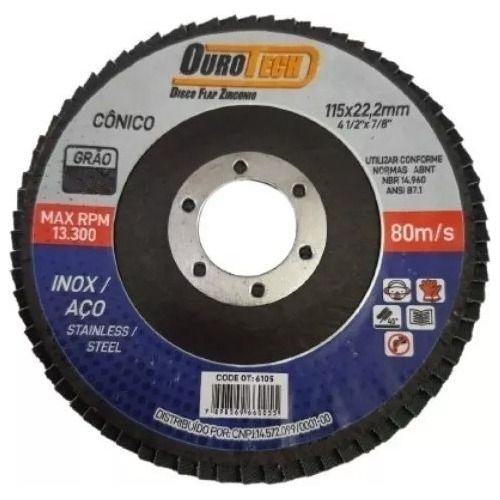 Imagem de Disco Flap 4.1/2 Grão 60 Com 10 Peças Ourotech