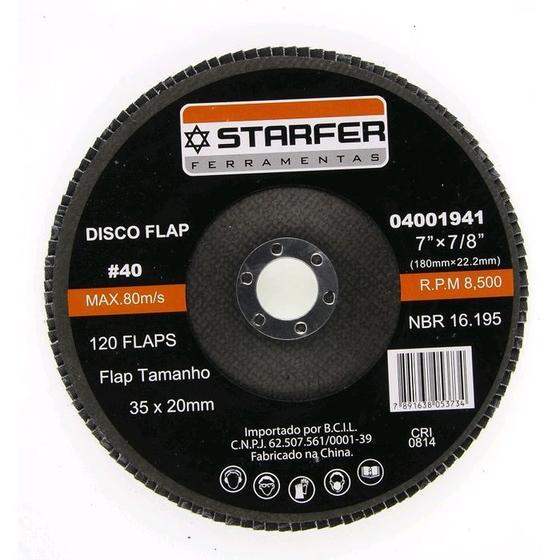 Imagem de Disco Flap 7 40 Starfer Embalagem Com 5