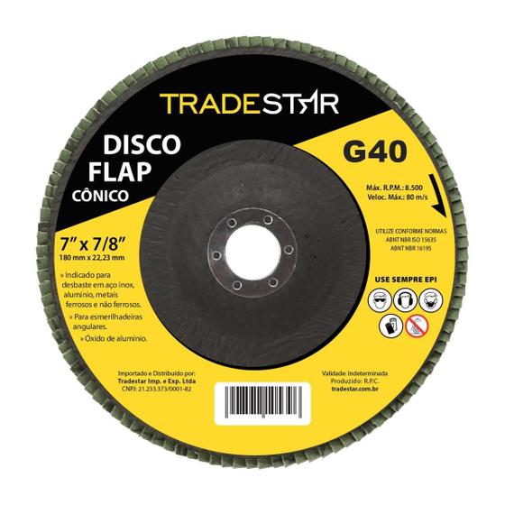 Imagem de Disco Flap Conico 7 180Mm Fds180-40Fc Z40 Grão 40