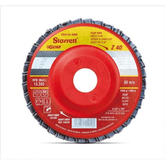 Disco flap - fdx115-40 nf -starrett Imagem de Disco flap - fdx115-40 nf -starrett