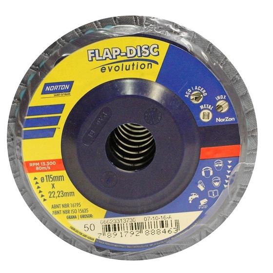 Imagem de Disco Flap Norton 4.1/2P R822 G50 10 Unidades - Embalagem com 10 Unidades