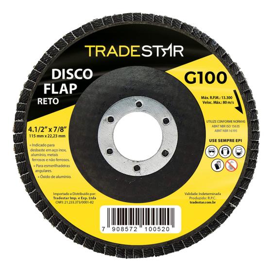 Imagem de Disco Flap Reto 4.1/2 X 7/8 Fds115-100fc Z100 Grão 100