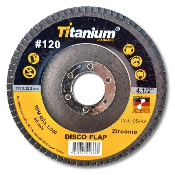 Imagem de Disco Flap Titanium Zircônio Azul 4.1/2 Pol Grão 120