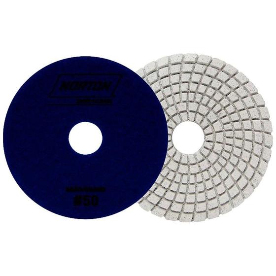 Imagem de Disco Flexível Diamantado Norton Brilho D'Água  100mm 4 Passos G050 Azul - Embalagem com 10 Unidades