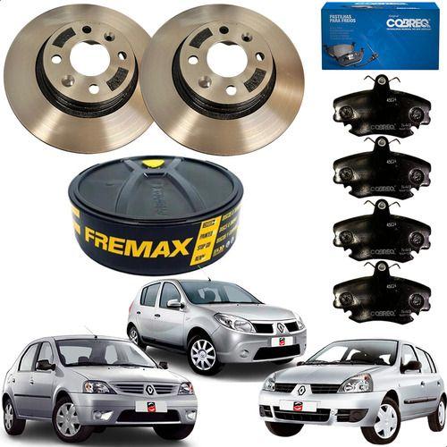 Imagem de Disco Freio Dianteiro Pastilha Renault Clio Logan Sandero Stepway 2005 2007 2008 2009 2010 2011 2012 2013 2014