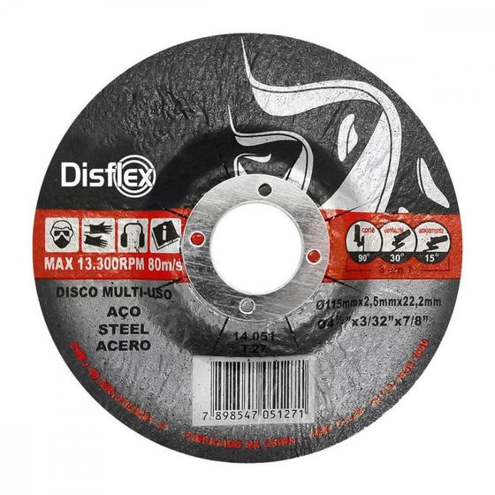 Imagem de Disco Inox Disflex Corte Desbaste 4.1/2 X 7/8 14.051 - Kit C/25