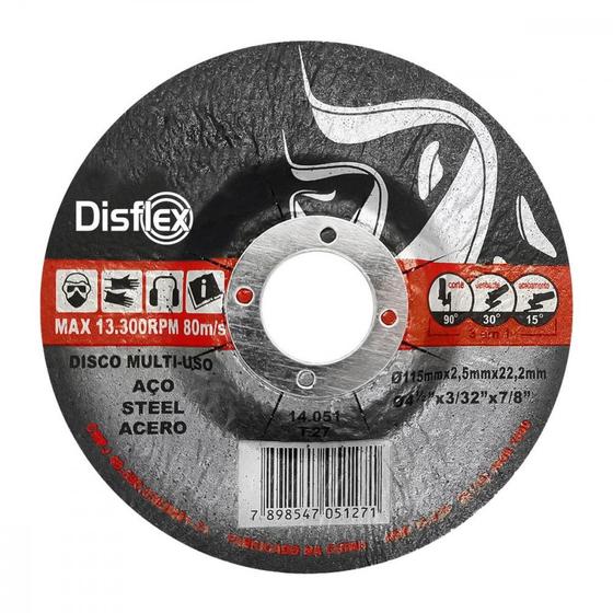 Imagem de Disco Inox Disflex Corte Desbaste 4.1/2 X 7/8  14.051 ./ Kit Com 25