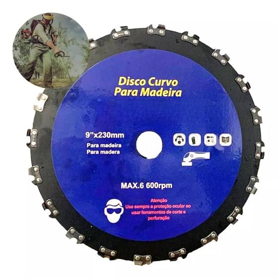Imagem de Disco Lâmina Dente Corrente Roçadeira Motosserra Furo 230mm Jardinagem