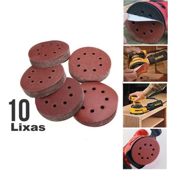 Imagem de Disco lixa 125mm (05" ) gr 120 8furos p/lix excentrica 2876 kit com 10 unid.