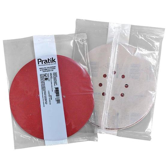 Imagem de Disco Lixa Massa Pratik A230 - 225mm 8 Furos com tiras autocolantes G120 - Embalagem com 10 Unidades