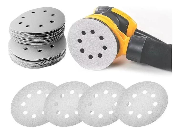 Imagem de DISCO LIXA PLUMA BRANCO DISFLEX 125MM GRÃO 220 KIT C/ 10 PÇS, Desbaste e Remoção de Oxidação, Anti-Empastamento