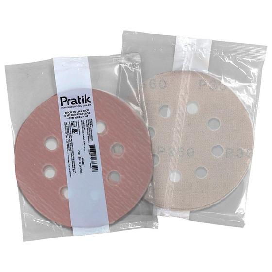 Imagem de Disco Lixa Seco Pratik AR215  127.4mm 8 Furos com tiras autocolantes G1200 - Embalagem com 10 Unidades