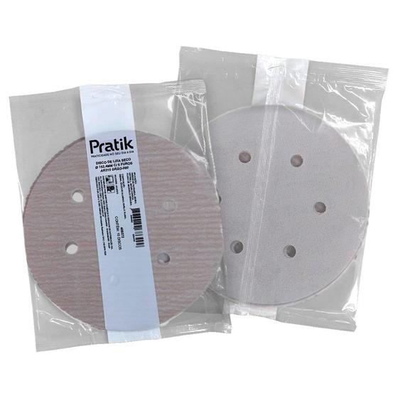 Imagem de Disco Lixa Seco Pratik AR215 - 152.4mm 6 Furos com tiras autocolantes G080 - Embalagem com 10 Unidades