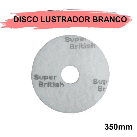 Imagem de Disco lustrador branco 350 british p/ pisos uso enceradeira