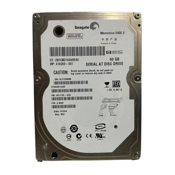 Imagem de Disco Rigido Hd Interno Seagate 60gb 2,5 Sata Diversos Modelos