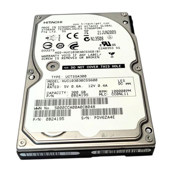 Imagem de Disco Rígido Interno Hd Hitachi 300gb Sas 10k 2,5 0b24195 Huc103030css600