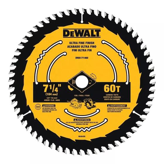 Imagem de Disco Serra Circular 7 1/4 60 D Corte Fino Madeira Dewalt