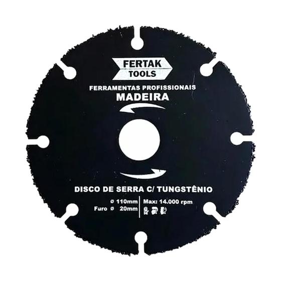 Imagem de Disco serra marmore p/ madeira c/ tungstenio 110x20mm fertak