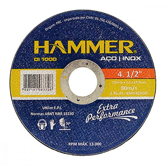 Imagem de Disco Sped/Inox Hammer 4.1/2X7/8X1.0 ./ Kit Com 10 Unidades