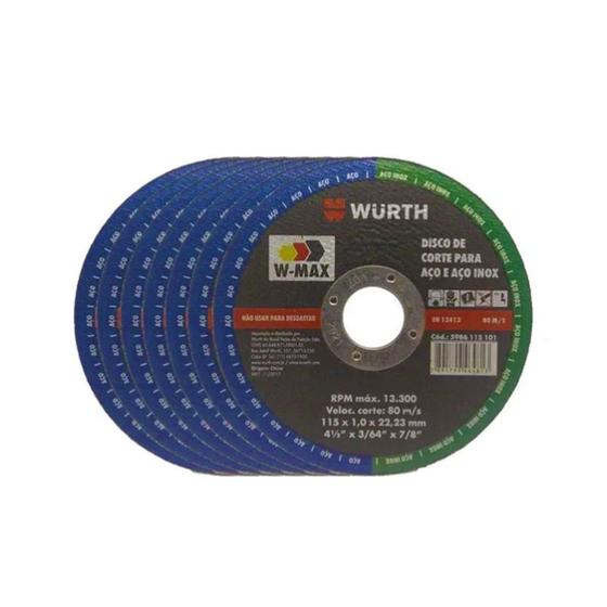 Imagem de Disco Wurth Corte Para Aço E Aço Inox 115 X 1,0 X 22,23 Mm