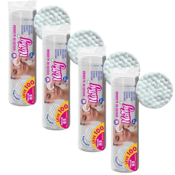 Imagem de Discos Algodão Dupla Face Limpeza Facial Remove Maquiagem Nathy 100 un