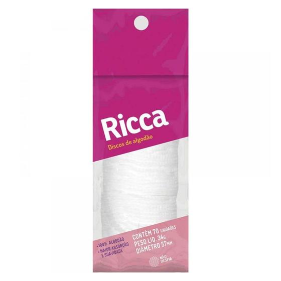 Imagem de Discos De Algodão Ricca 70 Unidades