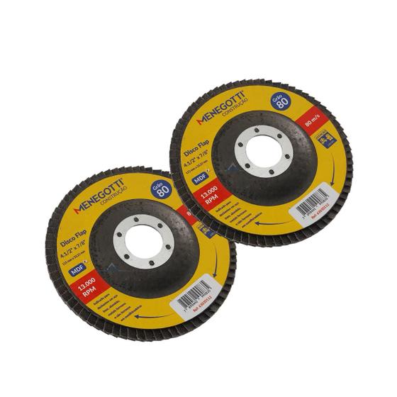 Imagem de Discos de Desbaste Gramatura 80 115x22,23mm - Menegotti 2x