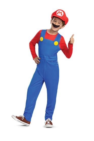 Imagem de Disfarce Super Mario Bros Mario Kids Size (7-8) com chapéu