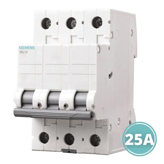Imagem de Disjuntor 5sl13257mb tripolar 3p curva c 25a siemens
