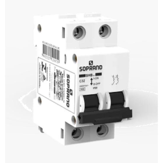Imagem de Disjuntor Bipolar 2P 32A Curva C 3Ka SHB2GII32A SOPRANO