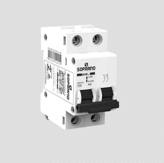 Disjuntor Bipolar 63A Curva C - SOPRANO Menor preço em Disjuntor Bipolar 63A Curva C - SOPRANO