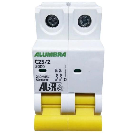 Imagem de Disjuntor Bipolar C25/2 Alumbra Curva C 3kA 25A - ALBR3 - 39344