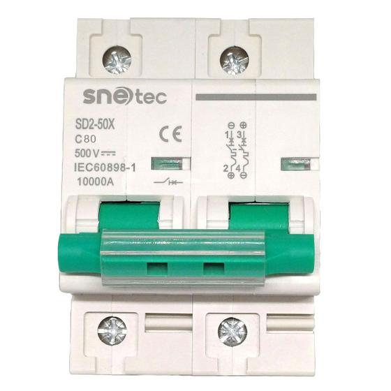 Imagem de Disjuntor Bipolar Snetec 80A 100A 125A 2P 500V DC CC