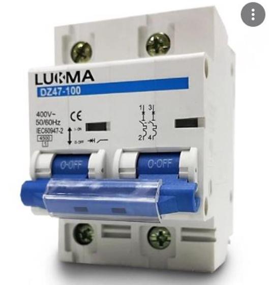 Imagem de Disjuntor Din Bipolar Curva C 63a Lukma 34020