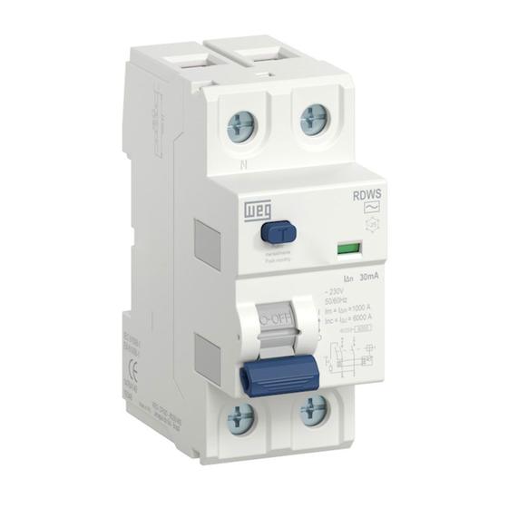 Imagem de Disjuntor Interruptor Residual DR WEG RDWS Tipo AC 30mA 60A 2 Polos