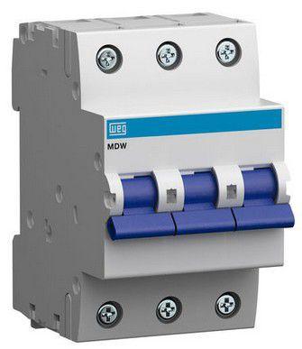 Disjuntor mini tripolar 100a curva b mdw-b100-3 weg Menor preço em Disjuntor mini tripolar 100a curva b mdw-b100-3 weg