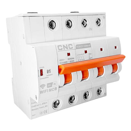 Imagem de Disjuntor Modular Wifi Classe C Modelo Ycb9Zf-100W-4P 50A