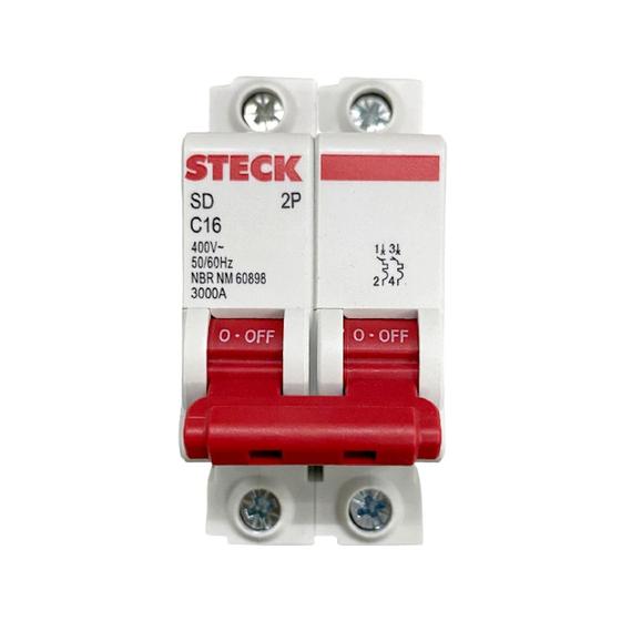 Imagem de Disjuntor Steck Bipolar Duplo Curva C 10a, 16a, 20a, 25a, 32a, 40a, 50a, 63a