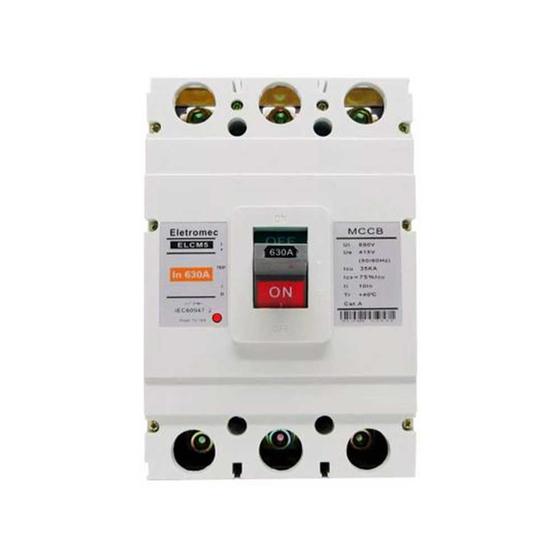 Disjuntor Trifásico Caixa Moldada Fixo 630A 35KA 380V Eletromec Menor preço em Disjuntor Trifásico Caixa Moldada Fixo 630A 35KA 380V Eletromec