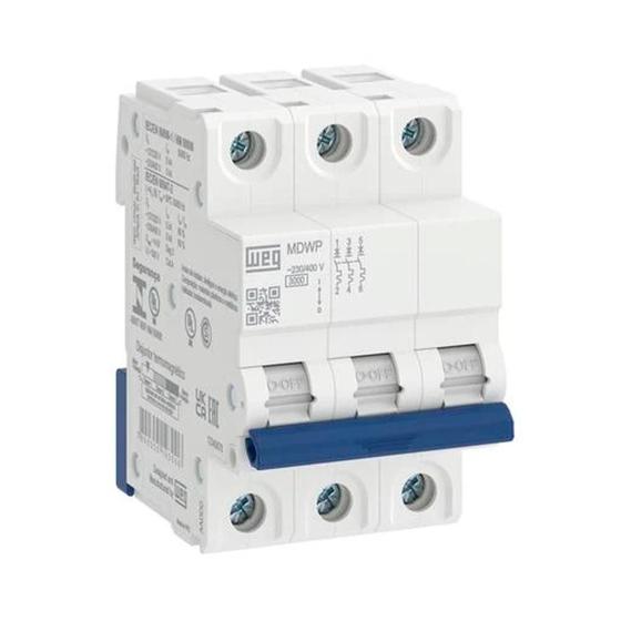 Imagem de Disjuntor tripolar 10a curva c c10 mini din weg mdwp