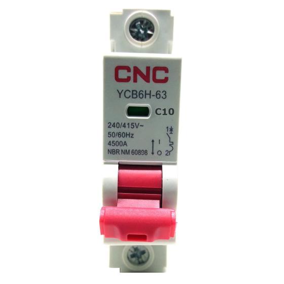 Imagem de Disjuntor YCB6H-63 Unipolar Curva C 10A CNC - 230/400V