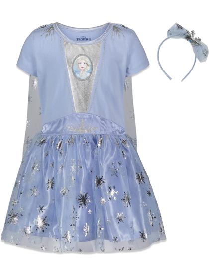 Imagem de Disney Frozen Elsa Anna Toddler Girls Fantasia Vestido Vestido e Faixa de Cabeça Conjunto 4T