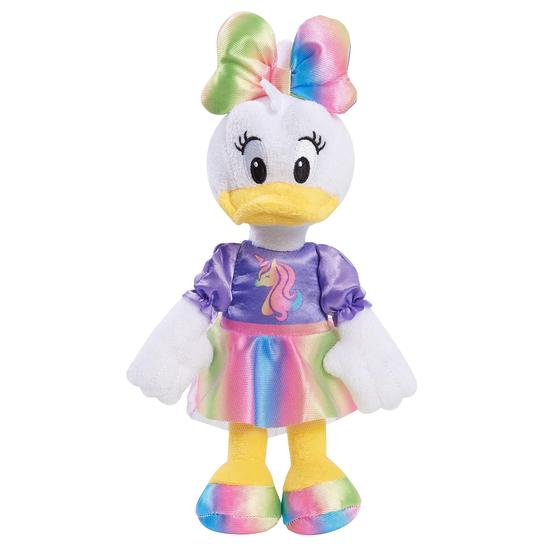 Imagem de Disney Junior Minnie Mouse 20,3 cm pequeno unicórnio margarida bolsa de feijão de pelúcia, vestido margarida pato em roxo e unicórnio arco-íris, bicho de pelúcia, da Just Play