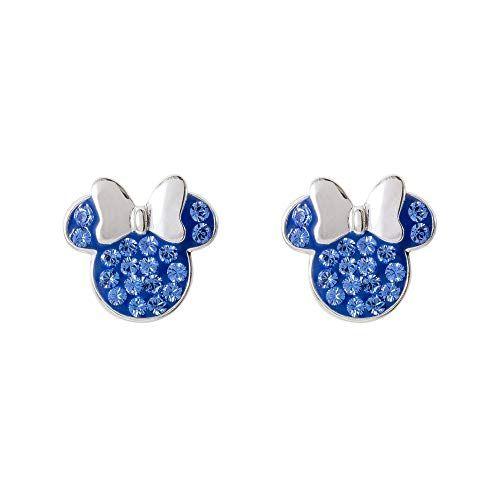 Imagem de Disney Minnie Mouse Birthstone Joias para Mulheres, Sterling Silver Pave Brincos de Cravo de Cristal , Setembro